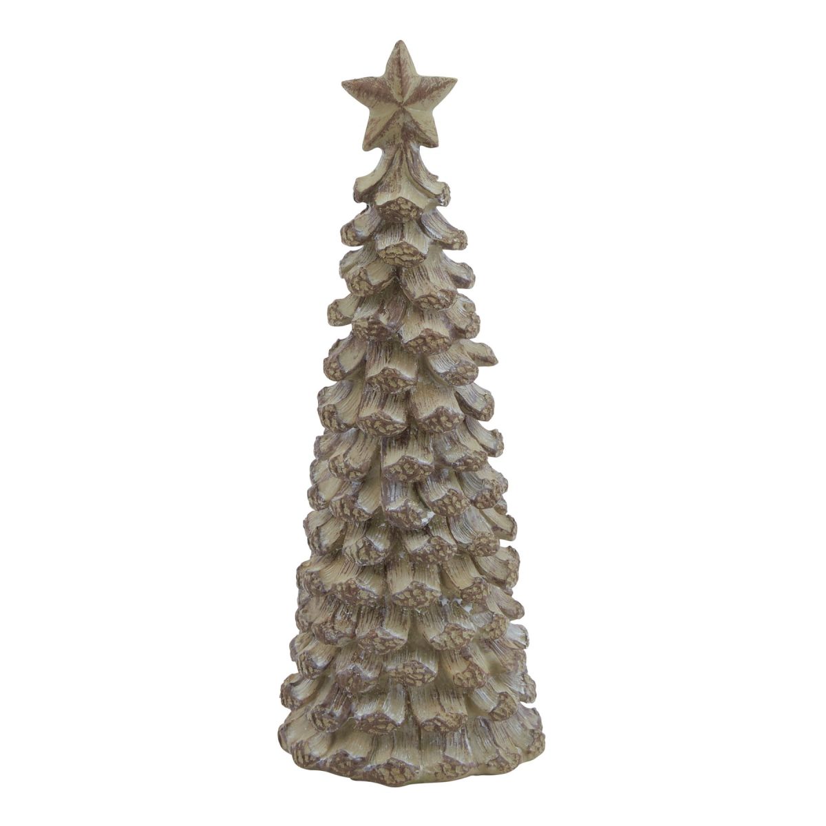 Small Beige Cedar Tree With Star - 6cm x 6cm x 17cm
