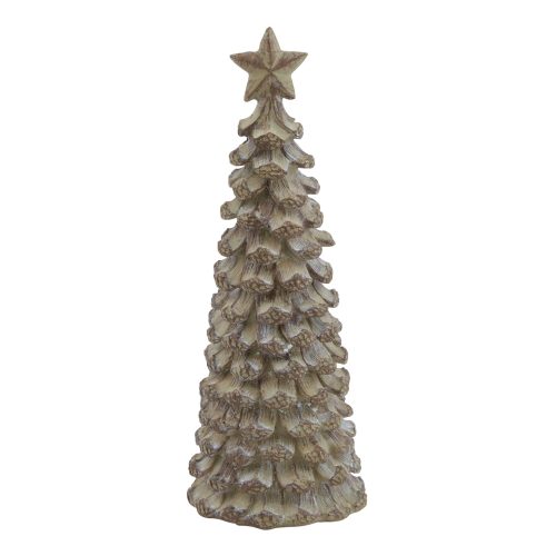 Small Beige Cedar Tree With Star - 6cm x 6cm x 17cm