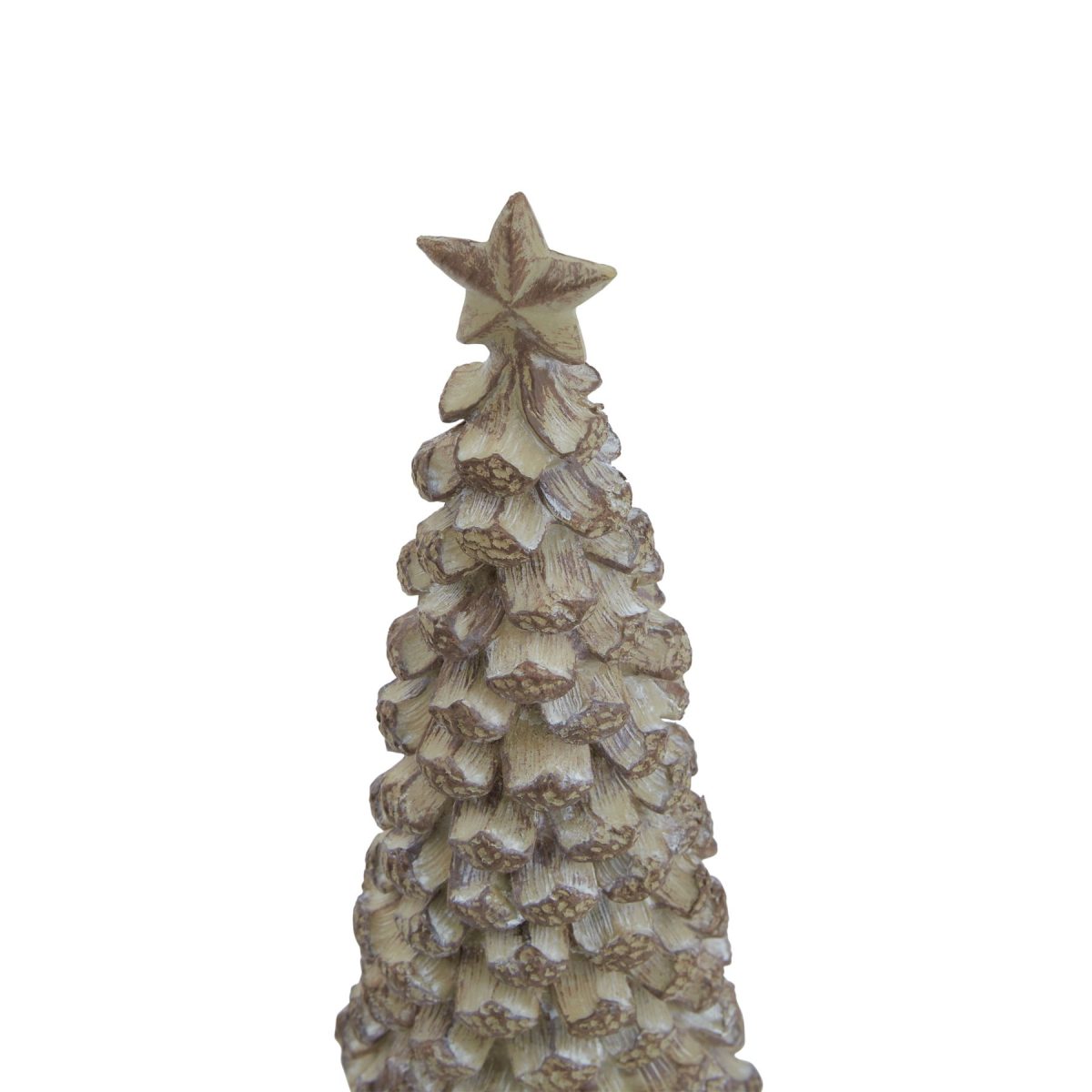 Small Beige Cedar Tree With Star - 6cm x 6cm x 17cm