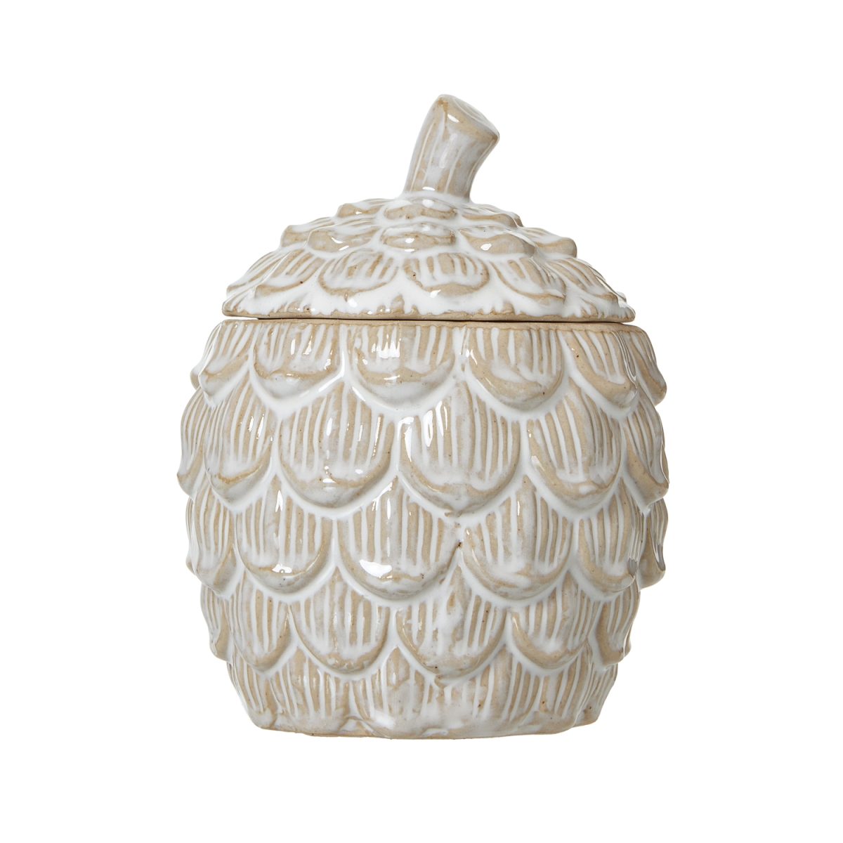 Medium Ceramic Pine Cone Trinket Dish With Lid - 10cm x 10cm x 12cm