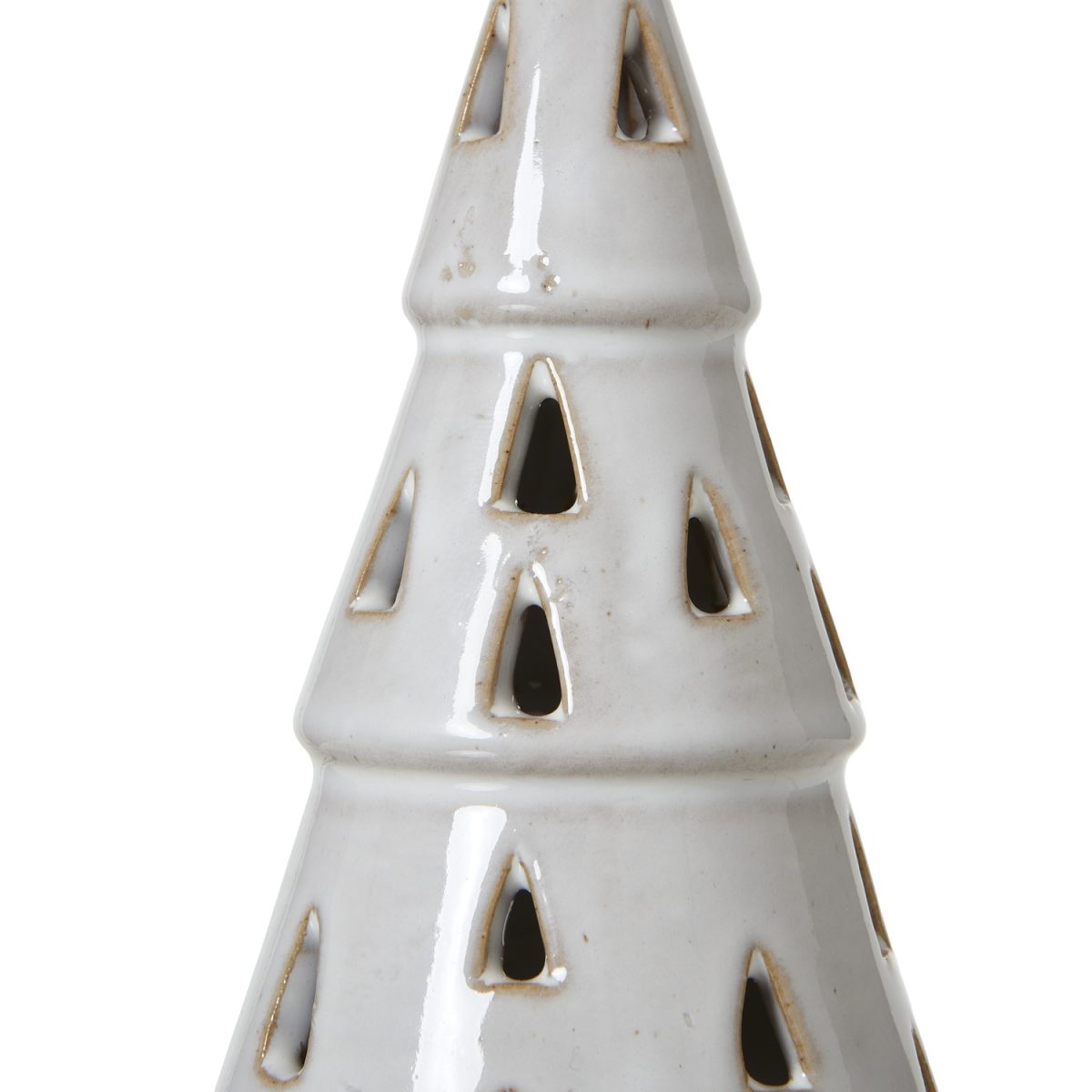 Small White Ceramic Cut-Out Tree With LED Lights - 7cm x 7cm x 15cm