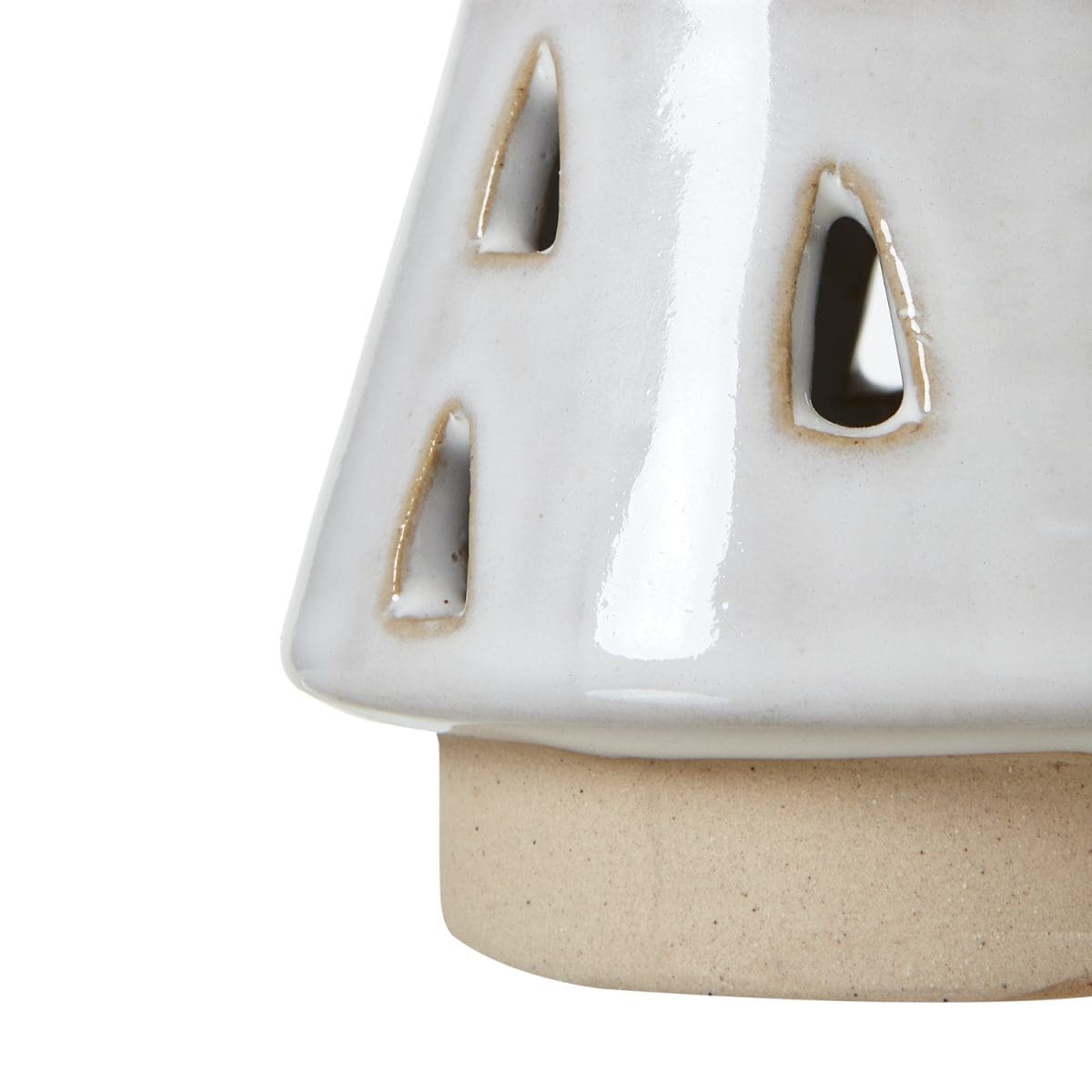 Small White Ceramic Cut-Out Tree With LED Lights - 7cm x 7cm x 15cm