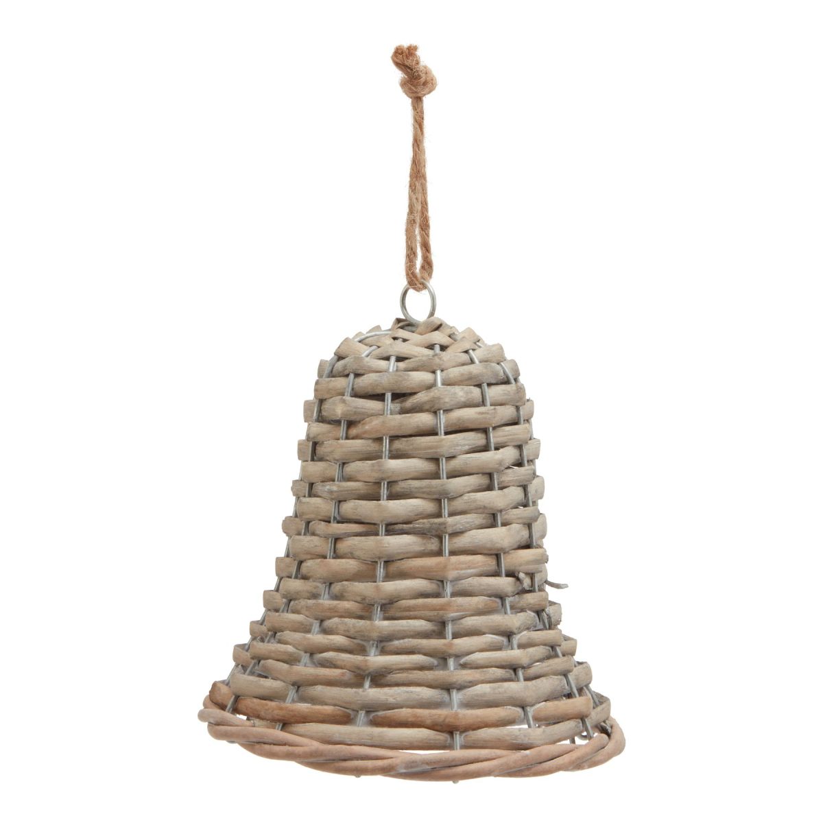 Medium Wicker Bell Decoration - 7cm x 7cm x 12cm