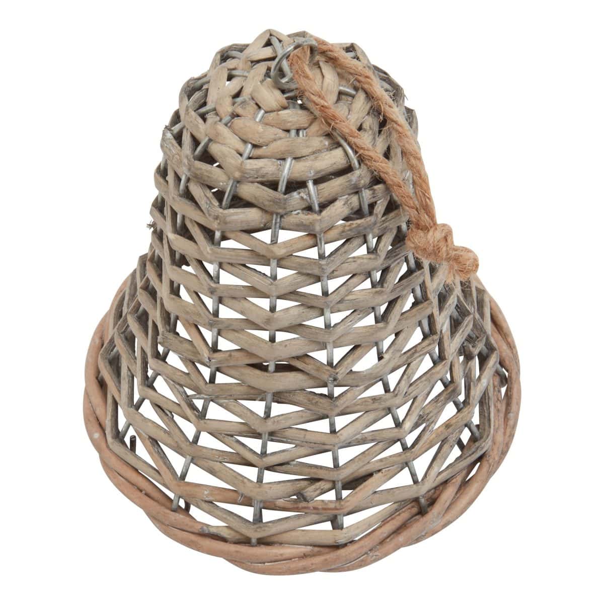 Medium Wicker Bell Decoration - 7cm x 7cm x 12cm