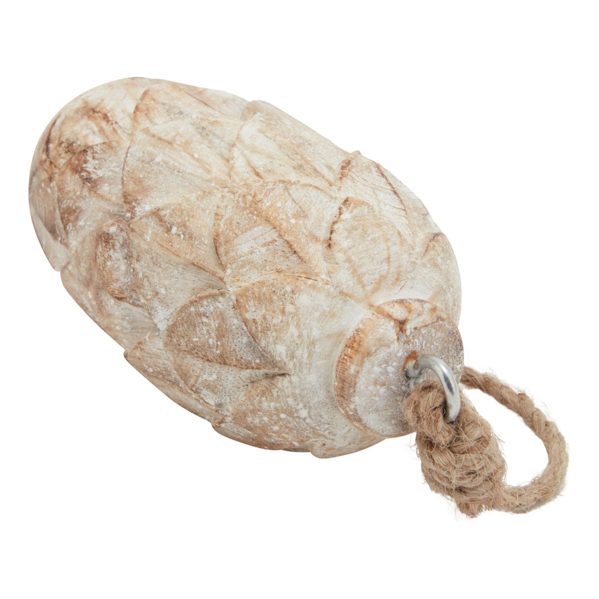 Antique White Wash Pine Cone Bauble - 6cm x 6cm x 13cm
