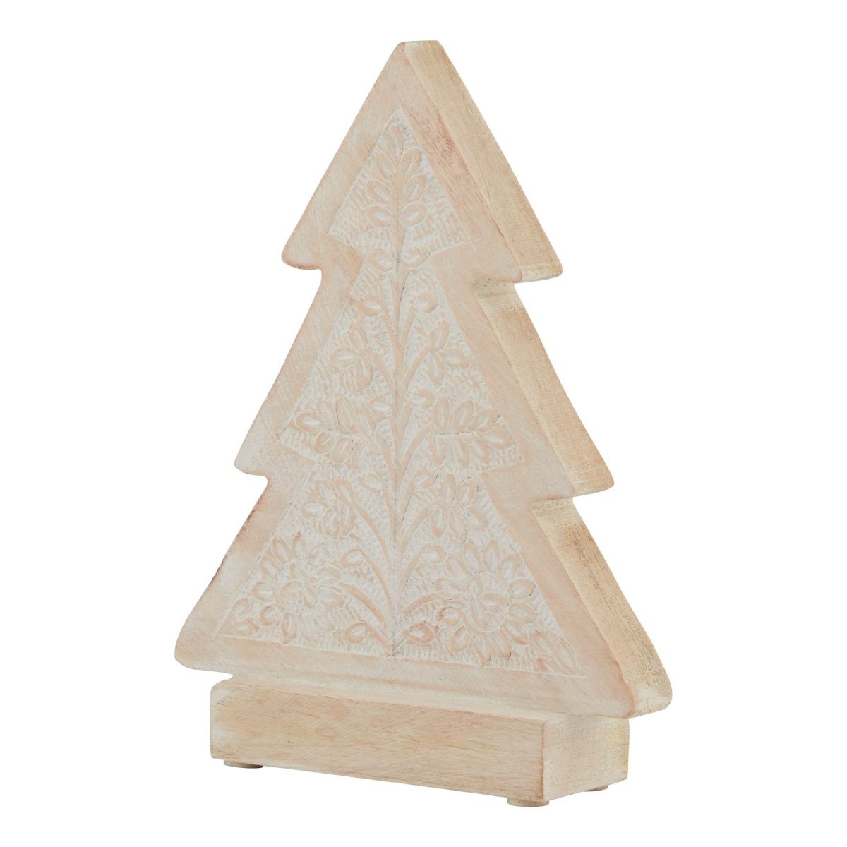 White Wash Wooden Patterned Decorative Tree - 5cm x 16cm x 23cm