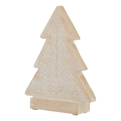 White Wash Wooden Patterned Decorative Tree - 5cm x 16cm x 23cm