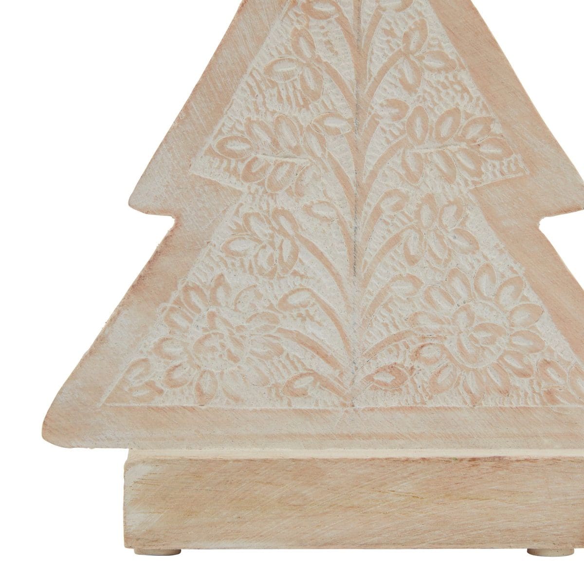 White Wash Wooden Patterned Decorative Tree - 5cm x 16cm x 23cm