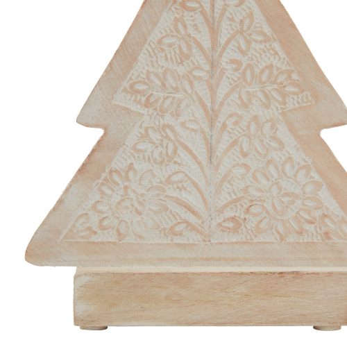 White Wash Wooden Patterned Decorative Tree - 5cm x 16cm x 23cm