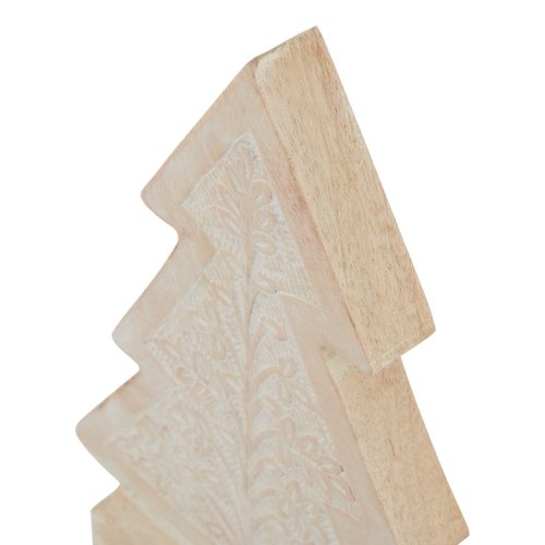 White Wash Wooden Patterned Decorative Tree - 5cm x 16cm x 23cm