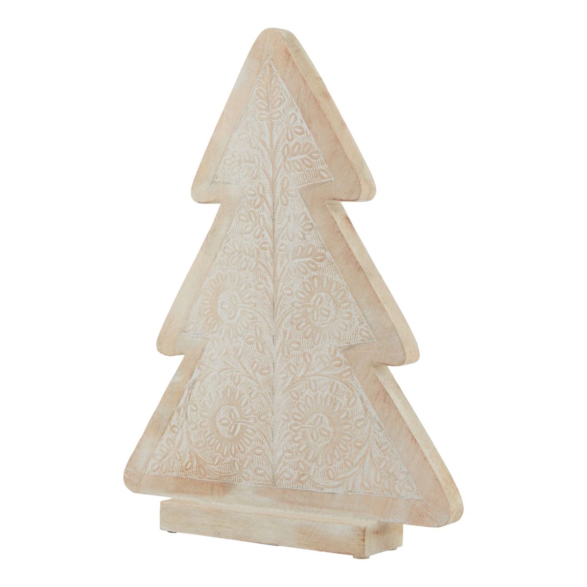 White Wash Wooden Large Patterned Decorative Tree - 6cm x 32cm x 43cm