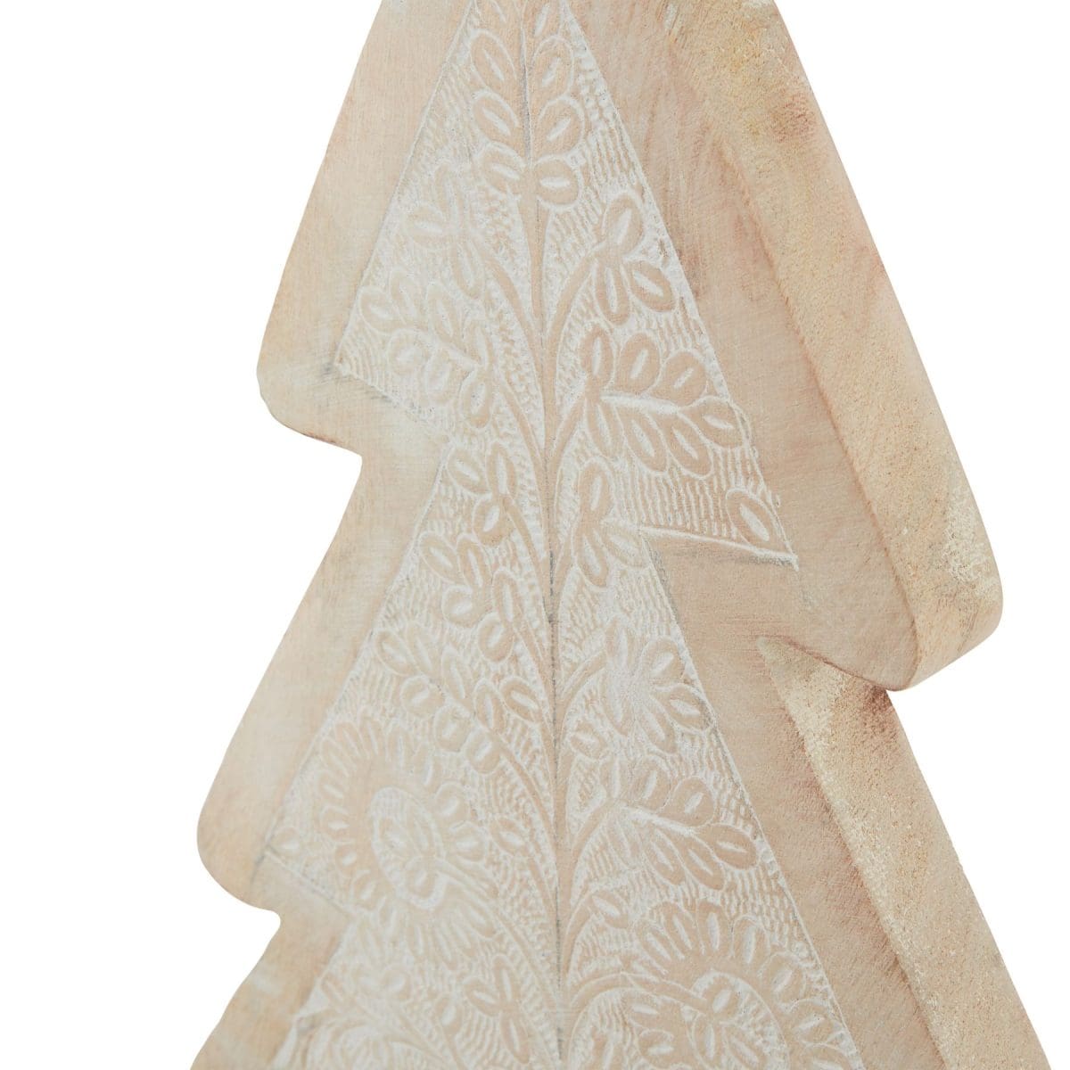 White Wash Wooden Large Patterned Decorative Tree - 6cm x 32cm x 43cm