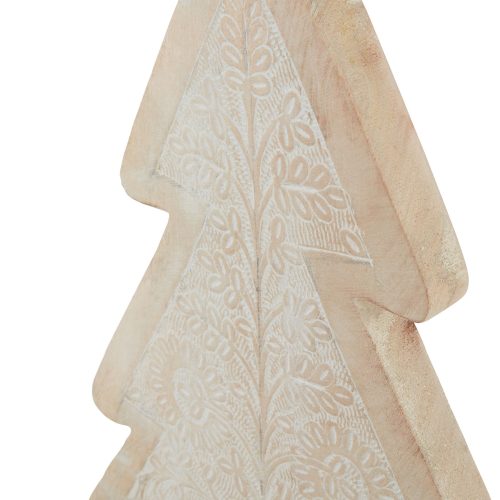 White Wash Wooden Large Patterned Decorative Tree - 6cm x 32cm x 43cm