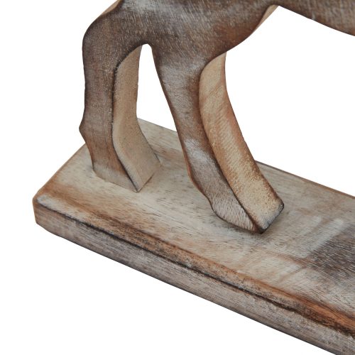 White Wash Wooden Reindeer Decoration - 7cm x 22cm x 32cm