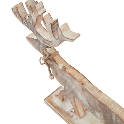 White Wash Wooden Stag Decoration - 6cm x 32cm x 35cm