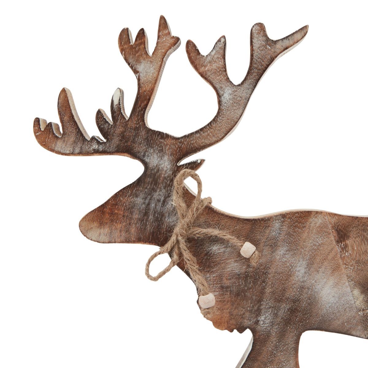 White Wash Wooden Stag Decoration - 6cm x 32cm x 35cm