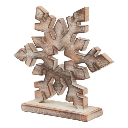 White Wash Wooden Snowflake Decoration - 6cm x 22cm x 23cm