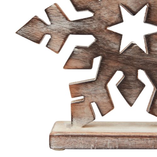 White Wash Wooden Snowflake Decoration - 6cm x 22cm x 23cm