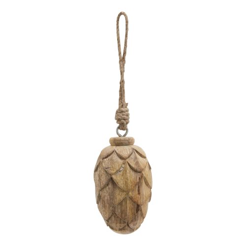 Natural Small Wooden Pine Cone Bauble - 6cm x 6cm x 8cm