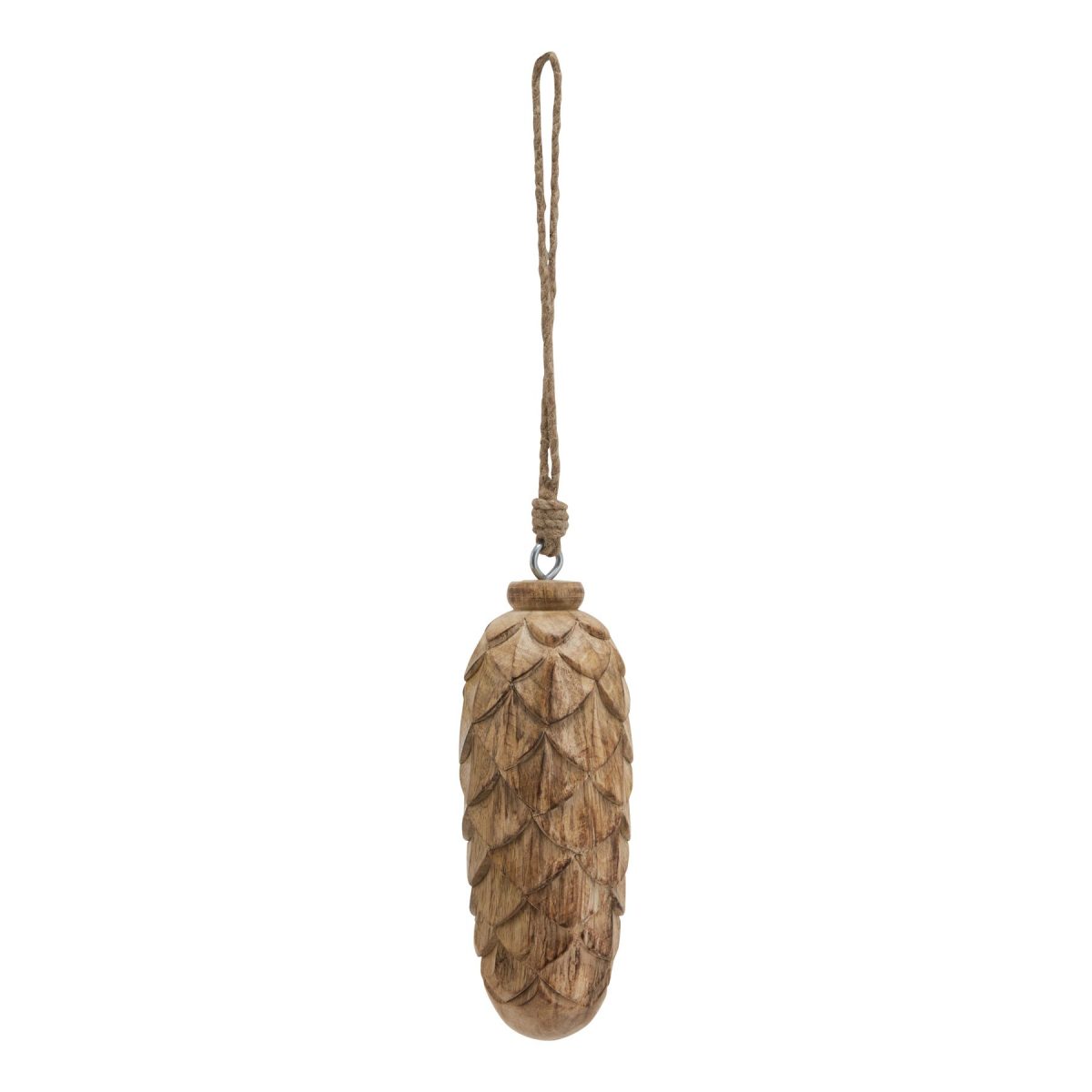 Natural Large Wooden Pine Cone Bauble - 6cm x 6cm x 12cm