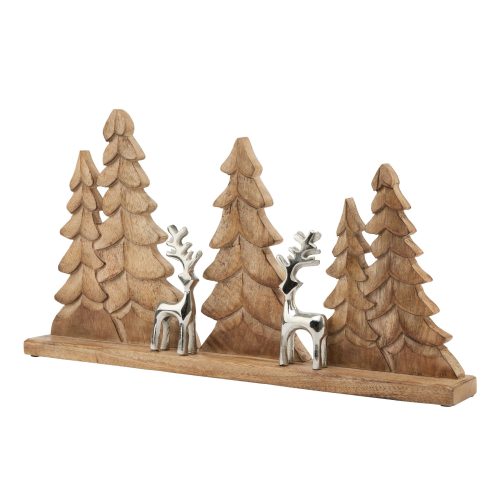 Wood And Metal Tree And Reindeer Decoration - 6cm x 27cm x 52cm