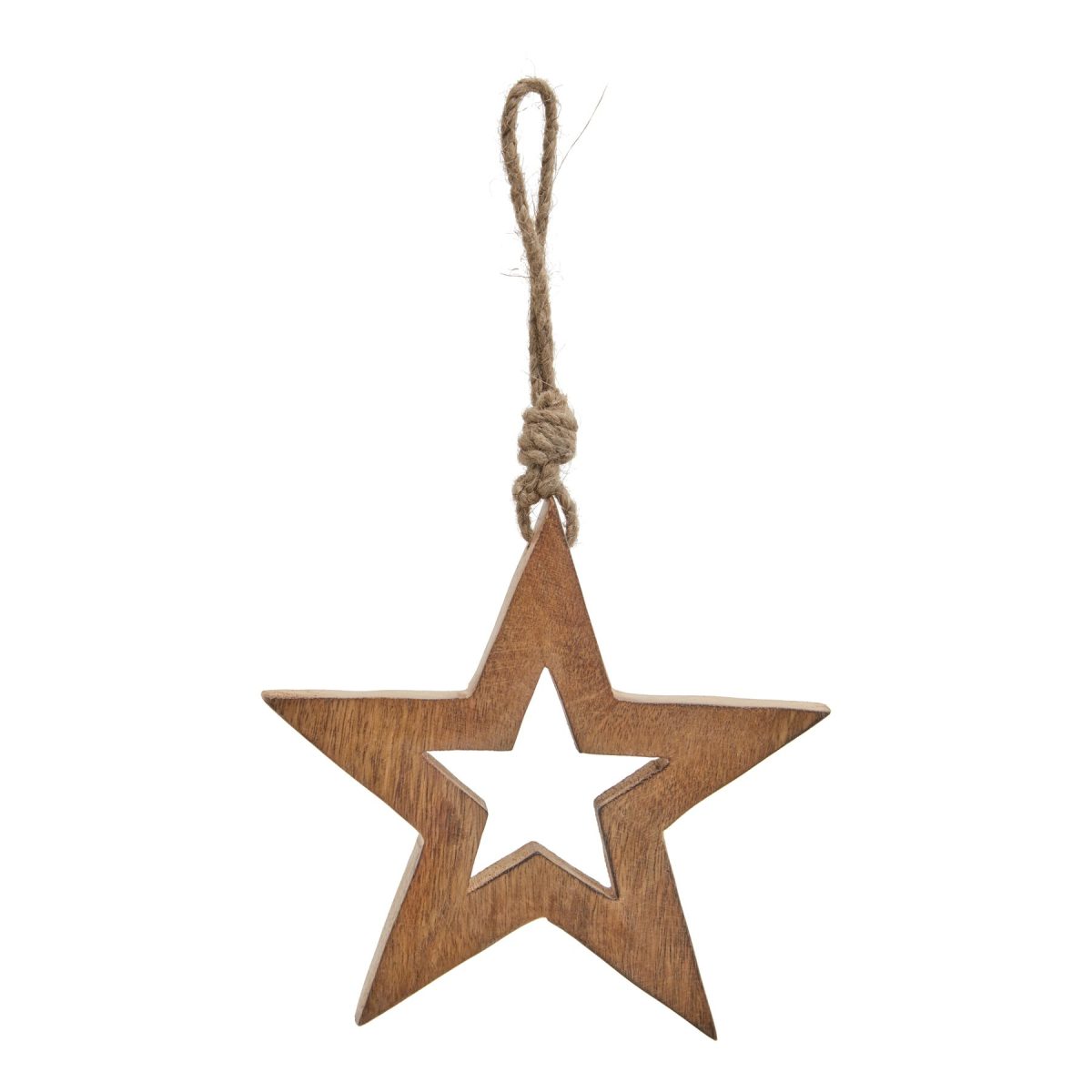 Natural Wooden Hanging Star - 3cm x 14cm x 14cm