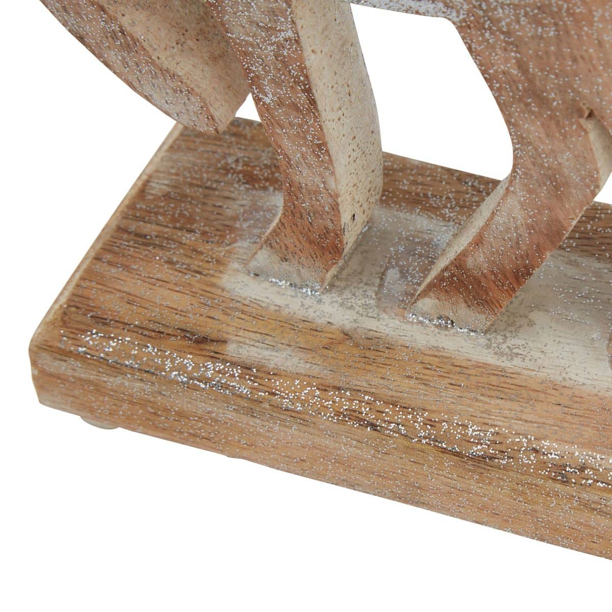 White Wash Wooden Sparkle Reindeer Decoration - 6cm x 15cm x 22cm