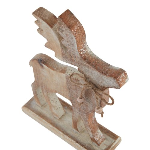 White Wash Wooden Sparkle Stag Decoration - 6cm x 19cm x 27cm