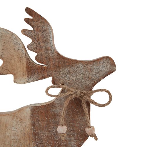 White Wash Wooden Sparkle Stag Decoration - 6cm x 19cm x 27cm