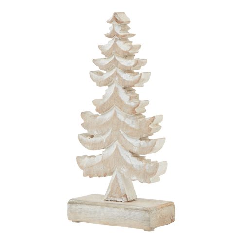 White Wash Wooden Tiered Tree Decoration - 6cm x 13cm x 26cm