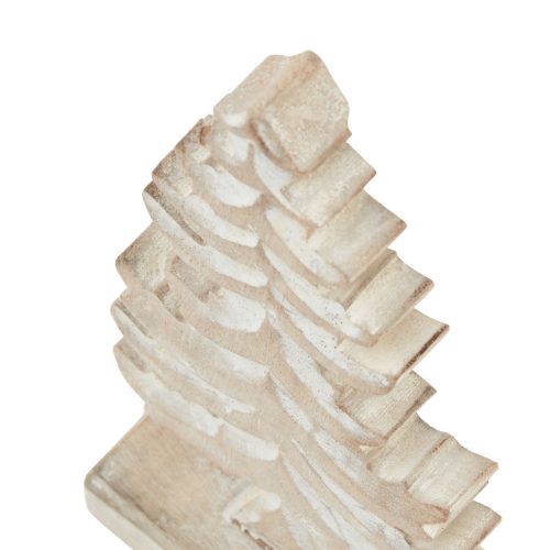 White Wash Wooden Tiered Tree Decoration - 6cm x 13cm x 26cm