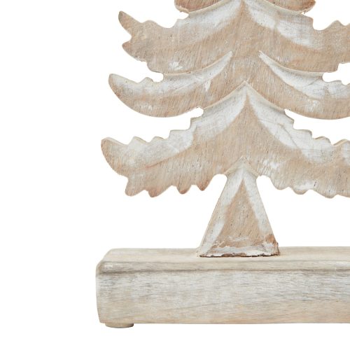 White Wash Wooden Tiered Tree Decoration - 6cm x 13cm x 26cm