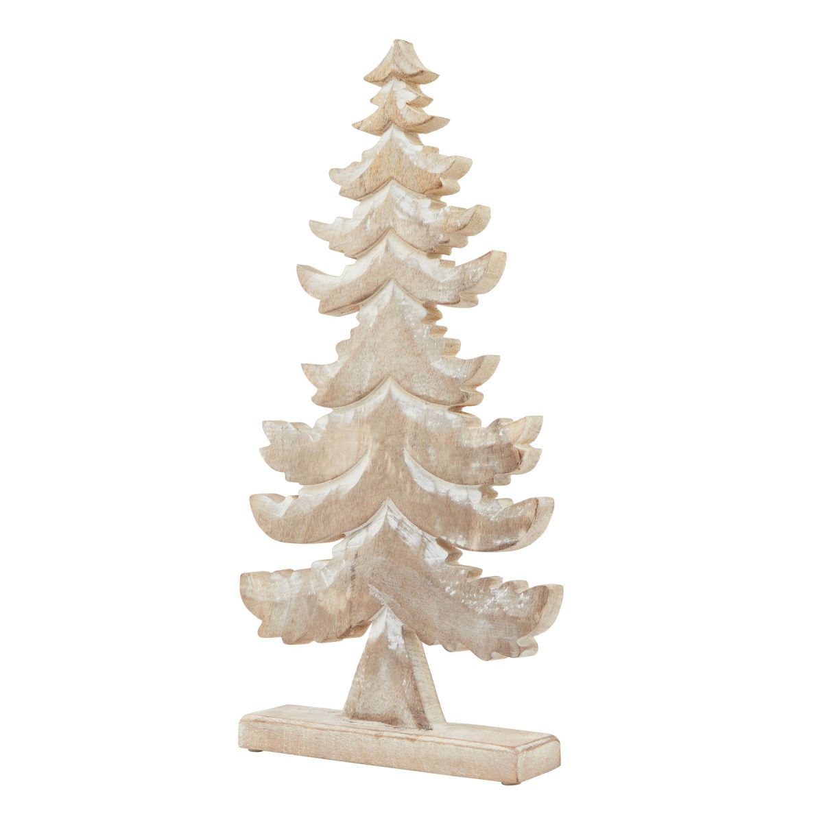 White Wash Wooden Large Tiered Tree Decoration - 6cm x 27cm x 50cm
