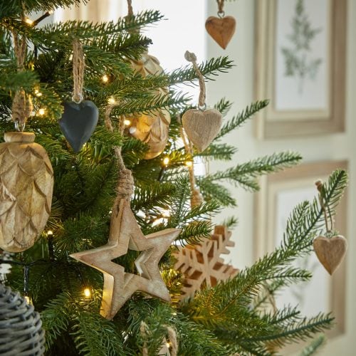 White Wash Small Wooden Hanging Star Decoration - 1cm x 10cm x 10cm