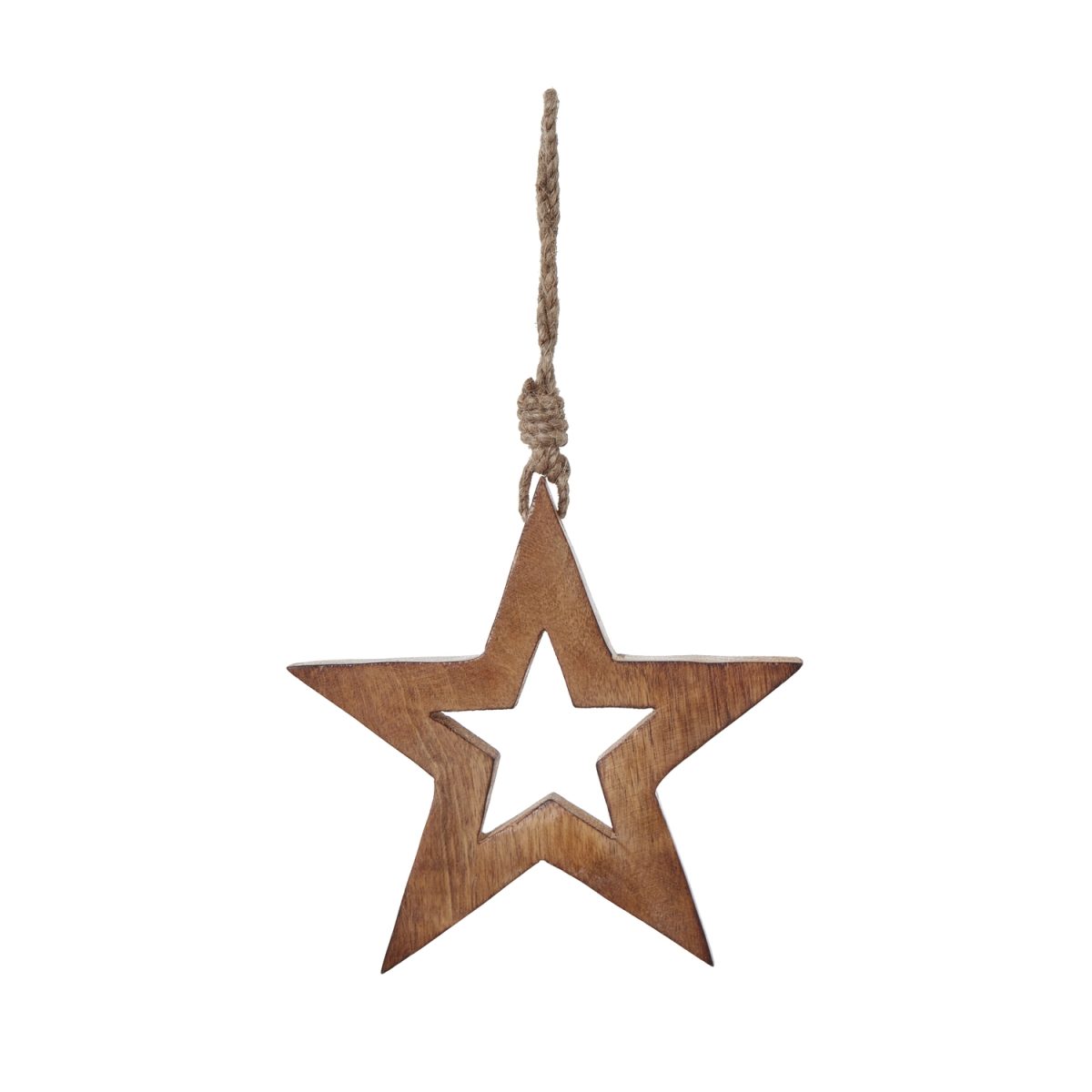 White Wash Wooden Hanging Star Decoration - 1cm x 15cm x 15cm