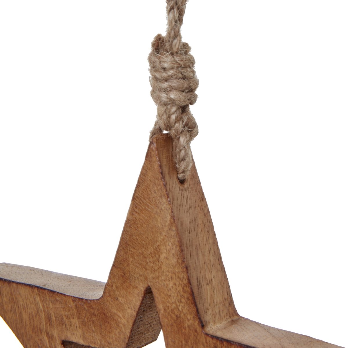 White Wash Wooden Hanging Star Decoration - 1cm x 15cm x 15cm