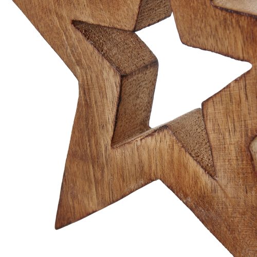 White Wash Wooden Hanging Star Decoration - 1cm x 15cm x 15cm