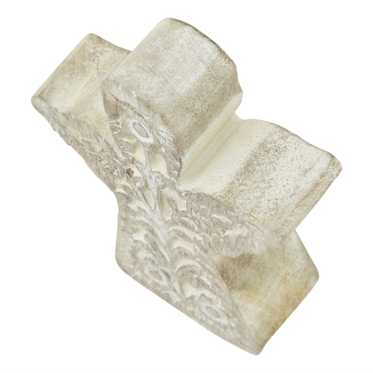 White Wash Patterned Large Angel Decoration - 12cm x 4cm x 15cm