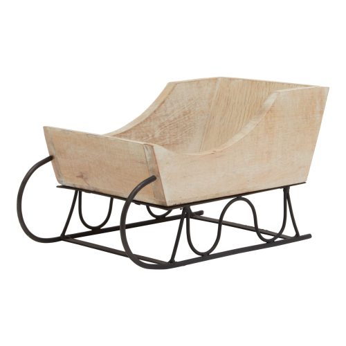 White Wash Wooden Decorative Sleigh - 14cm x 14cm x 30cm