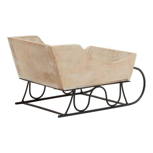 White Wash Wooden Decorative Sleigh - 14cm x 14cm x 30cm