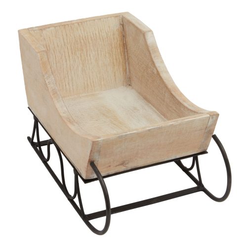 White Wash Wooden Decorative Sleigh - 14cm x 14cm x 30cm