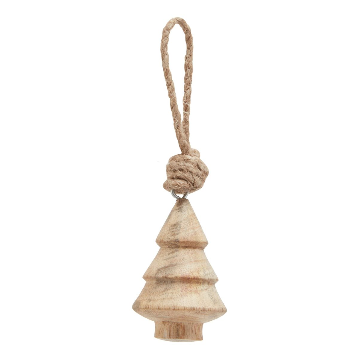 Natural Hand Turned Wooden Tree Bauble - 4cm x 4cm x 6cm