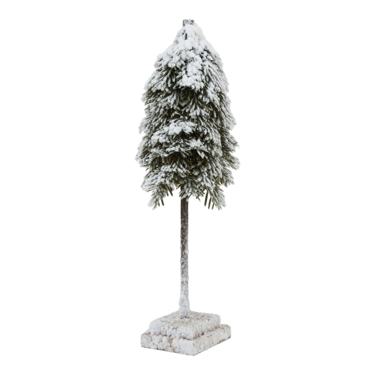 Medium Snowy Cedar Tree On Wood Block - 40cm