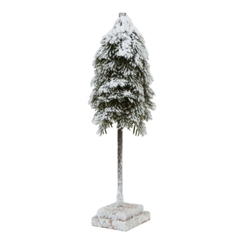 Medium Snowy Cedar Tree On Wood Block - 40cm