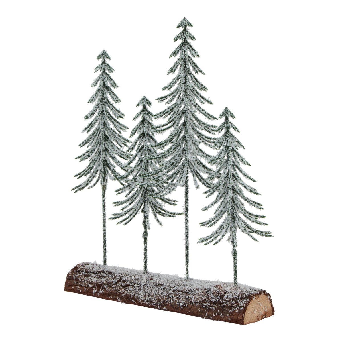 Small Snowy Spindle Tree Quad In Wood Log - 18cm x 25cm