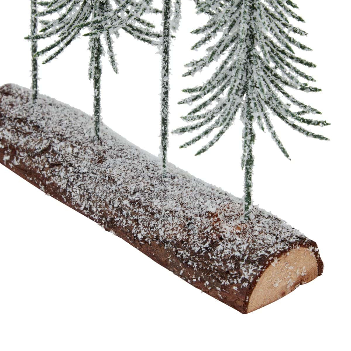 Small Snowy Spindle Tree Quad In Wood Log - 18cm x 25cm