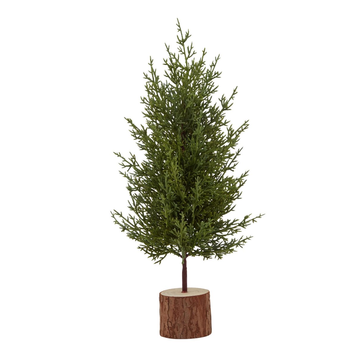 Small Green Fir Tree In Wood Log - 40cm