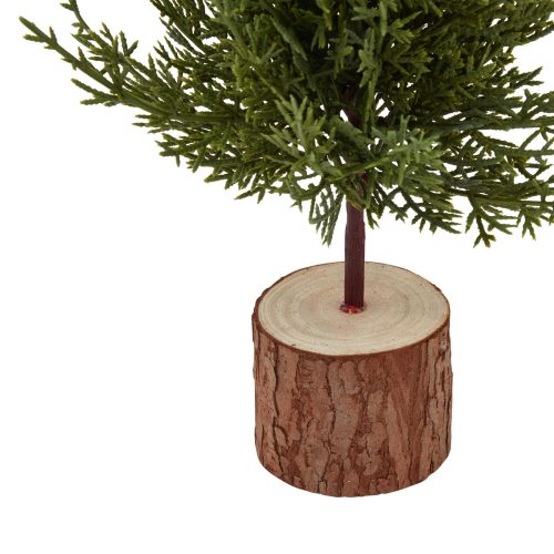 Small Green Fir Tree In Wood Log - 40cm