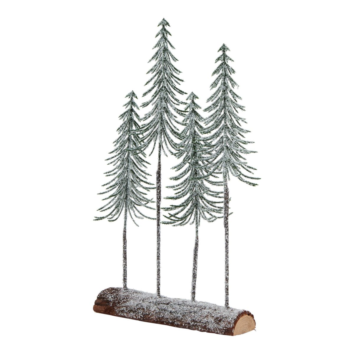 Medium Snowy Spindle Tree Quad In Wood Log - 20cm x 35cm