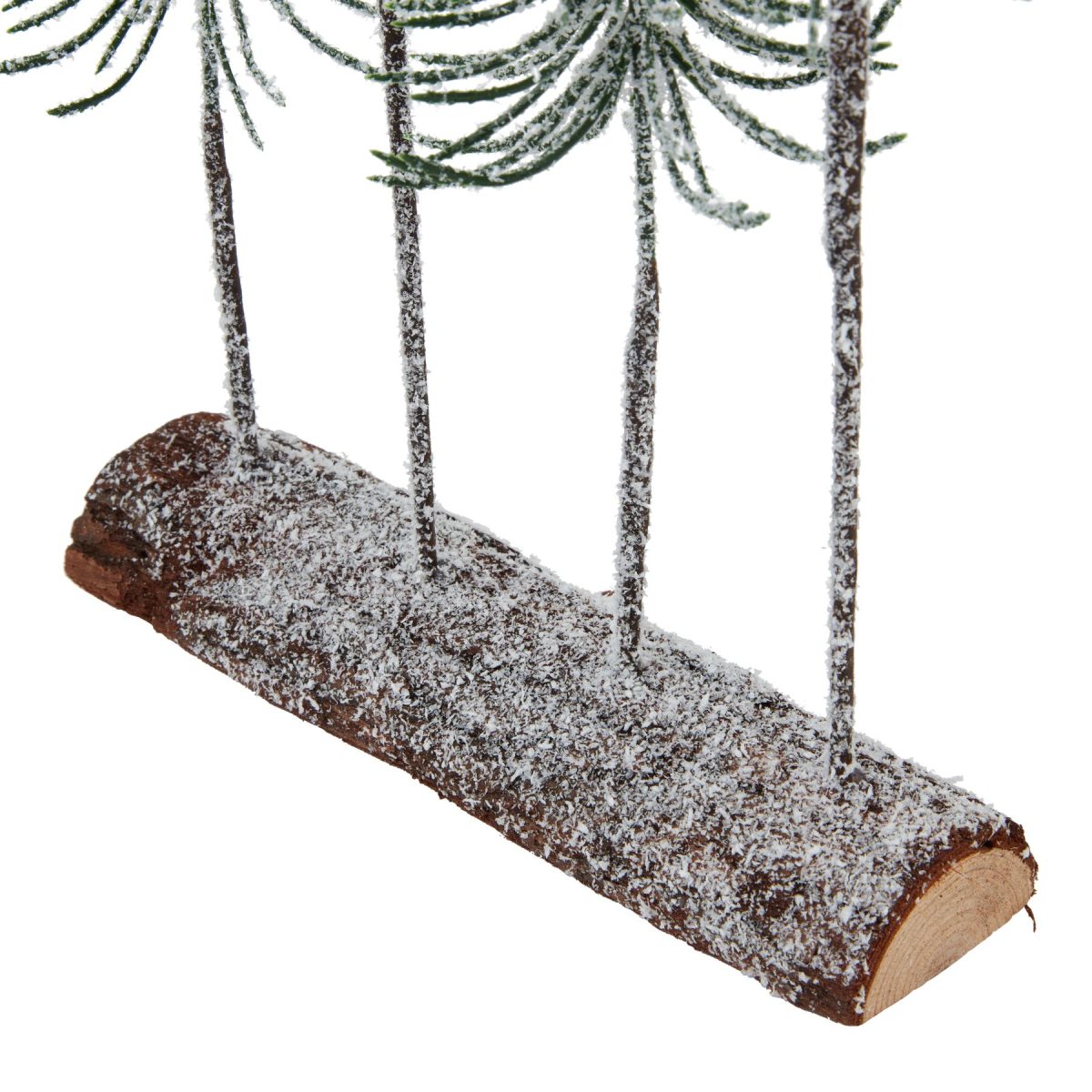 Medium Snowy Spindle Tree Quad In Wood Log - 20cm x 35cm